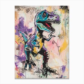 T Rex Dinosaur Lilac Graffiti Brushstroke Canvas Print