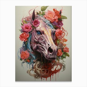 Horse Head With Flowers Canvas Print