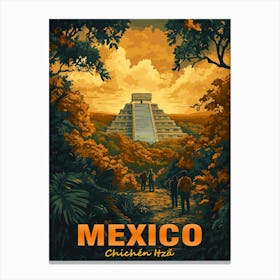 Vintage Chichen Itza, Mexico Canvas Print