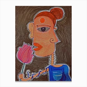 Girl With A Flower Canvas Print
