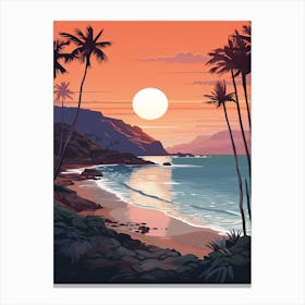 Illustration Of Hanauma Bay Honolulu Hawaii In Pink Tones 4 Canvas Print