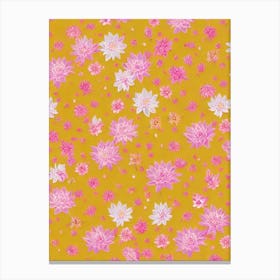 Water Lily Floral Print Retro Pattern Flower Canvas Print