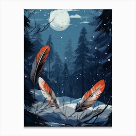 Bird Feathers In Winter 1 Canvas Print