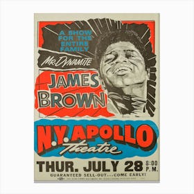 A James Brown Apollo Theatre Concert Poster Canvas Print