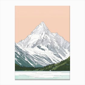 Mount Robson Canada Color Line Drawing (2) Canvas Print