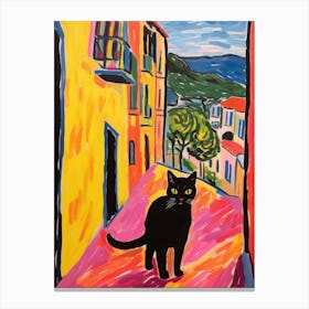 Painting Of A Cat In Spoleto Italy 1 Canvas Print