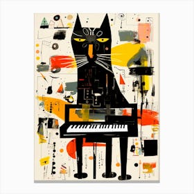 Cat Playing Piano Canvas Print