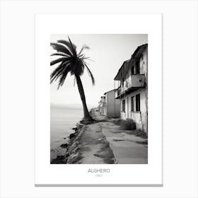 Poster Of Alghero, Italy, Black And White Photo 3 Canvas Print