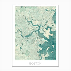 Boston Map Vintage in Blue Canvas Print