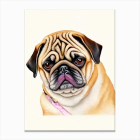 Pug Illustration dog Canvas Print