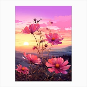 Cosmos Wilflower At Sunset In South Western Style  (1) Canvas Print