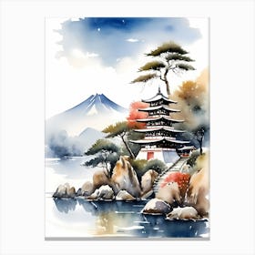 Japanese Landscape Watercolor Painting (82) Canvas Print