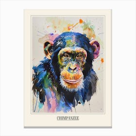 Chimpanzee Colourful Watercolour 2 Poster Canvas Print