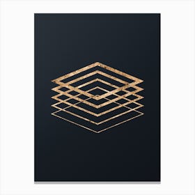 Abstract Geometric Gold Glyph on Dark Teal n.0365 Canvas Print