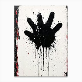 Black Charcoal Hand Sketching Over A Canvas With Splatters And Drips Of Paint Heavy Grunge Texture (1) Canvas Print