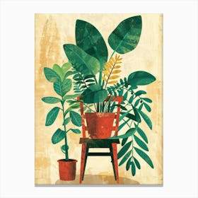 Potted Plants In A Chair Canvas Print