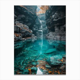 Waterfall In A Canyon 2 Canvas Print