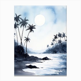 Watercolour Of Twai Anapanapa Black Sand Beach   Maui Hawaii Usa 0 Canvas Print