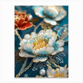 Embroidered Flowers 10 Canvas Print