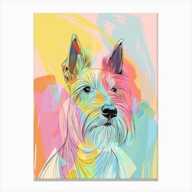 Scottish Terrier Dog Pastel Line Watercolour Illustration  1 Canvas Print