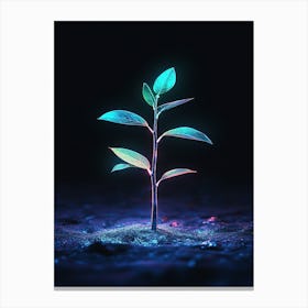 Neon Plant In The Dark 7 Canvas Print