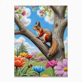 Squirrel In A Tree Canvas Print