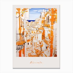 Alicante Spain 2 Orange Drawing Poster Stampe su tela