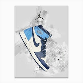 Air Jordan 1 Painting Blue Colorful Canvas Print