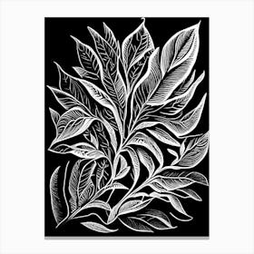 Stevia Leaf Linocut 4 Canvas Print