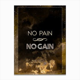 No Pain No Gain Gold Star Space Motivational Quote Canvas Print