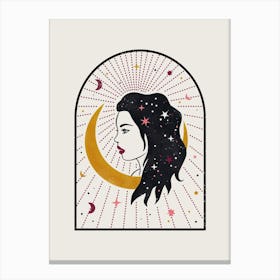 Girl With A Moon Canvas Print