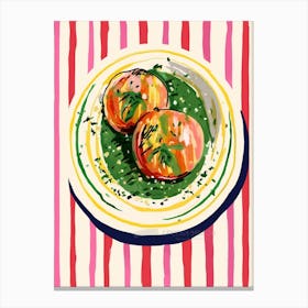 A Plate Of Oranges, Top View Food Illustration 3 Canvas Print