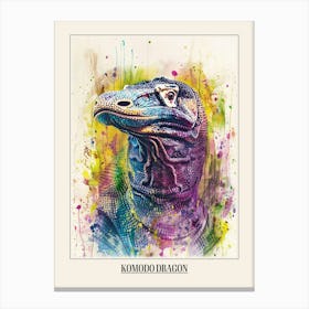 Komodo Dragon Colourful Watercolour 4 Poster Canvas Print