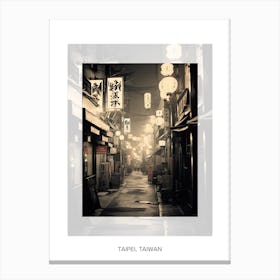 Poster Of Taipei, Taiwan, Black And White Old Photo 3 Canvas Print