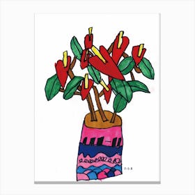 Flamingo Flower drawn by Little Artist O.D.R Canvas Print