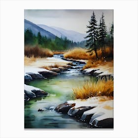 River In Winter. 2 Canvas Print