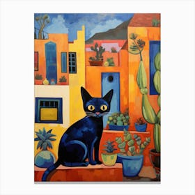 Black Cat In Mexico City Canvas Print