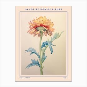 Gaillardia French Flower Botanical Poster Canvas Print