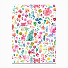 Colorful Flowers Forest Plants Multicolored Canvas Print