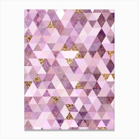 Abstract Triangle Geometric Pattern in Pink and Glitter Gold n.0002 Canvas Print
