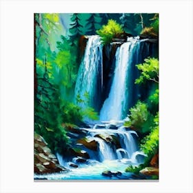 Waterfalls In Forest Water Landscapes Waterscape Impressionism 1 Canvas Print