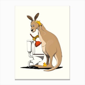 Kangaroo Cleaning Toilet Canvas Print
