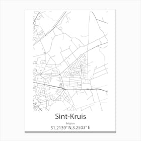 Sint Kruis,Belgium Minimalist Map Canvas Print