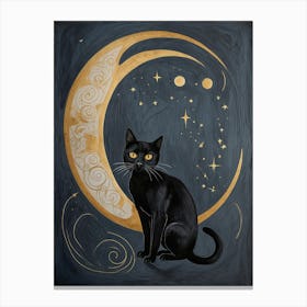 Black Cat And The Moon Canvas Print