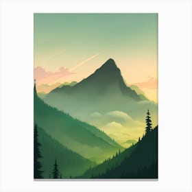 Misty Mountains Vertical Composition In Green Tone 181 Canvas Print