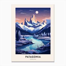 Winter Night  Travel Poster Patagonia Argentina Canvas Print