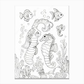 Seahorse Coloring Page Canvas Print