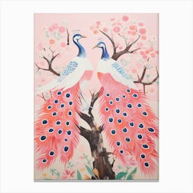 Vintage Japanese Inspired Bird Print Peacock 1 Canvas Print