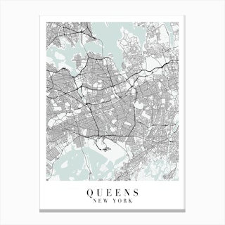Queens New York Street Map Minimal Color Canvas Print