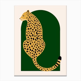 Boho Leopard Jungle Green Vintage Arch Canvas Print